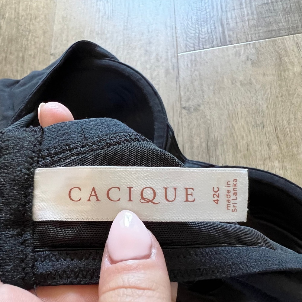 Cacique Black Lightly Lined Full Coverage Underwire‎ Cotton Bra 42C 5202 - Picture 4 of 6